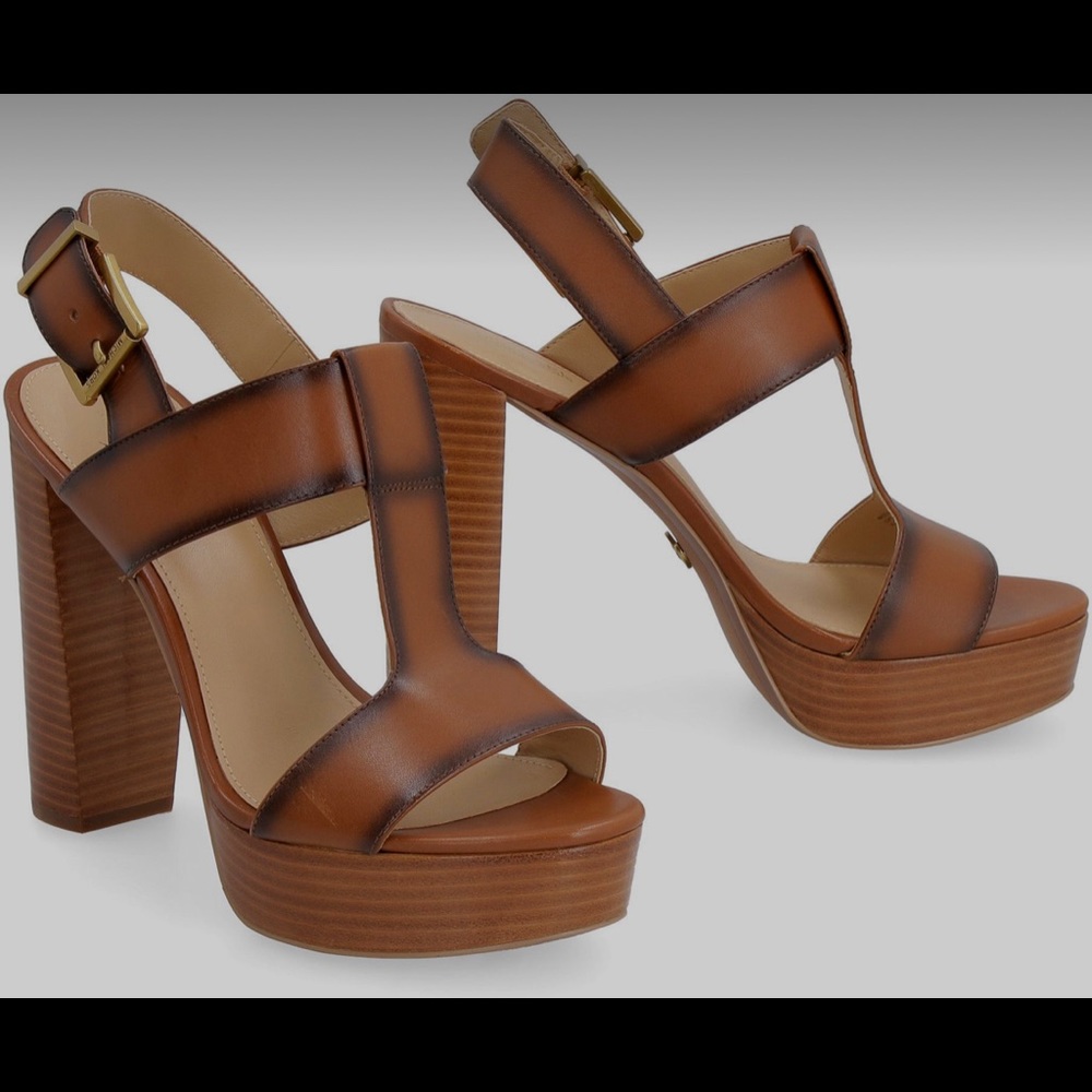 MICHAEL KORS Becker Burnished Leather Platform Sandal